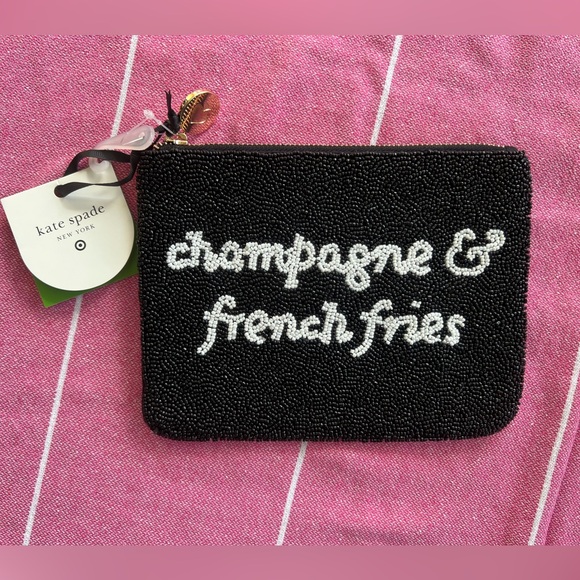 kate spade Handbags - Kate Spade New York X Target Champagne and French Fries Beaded Clutch